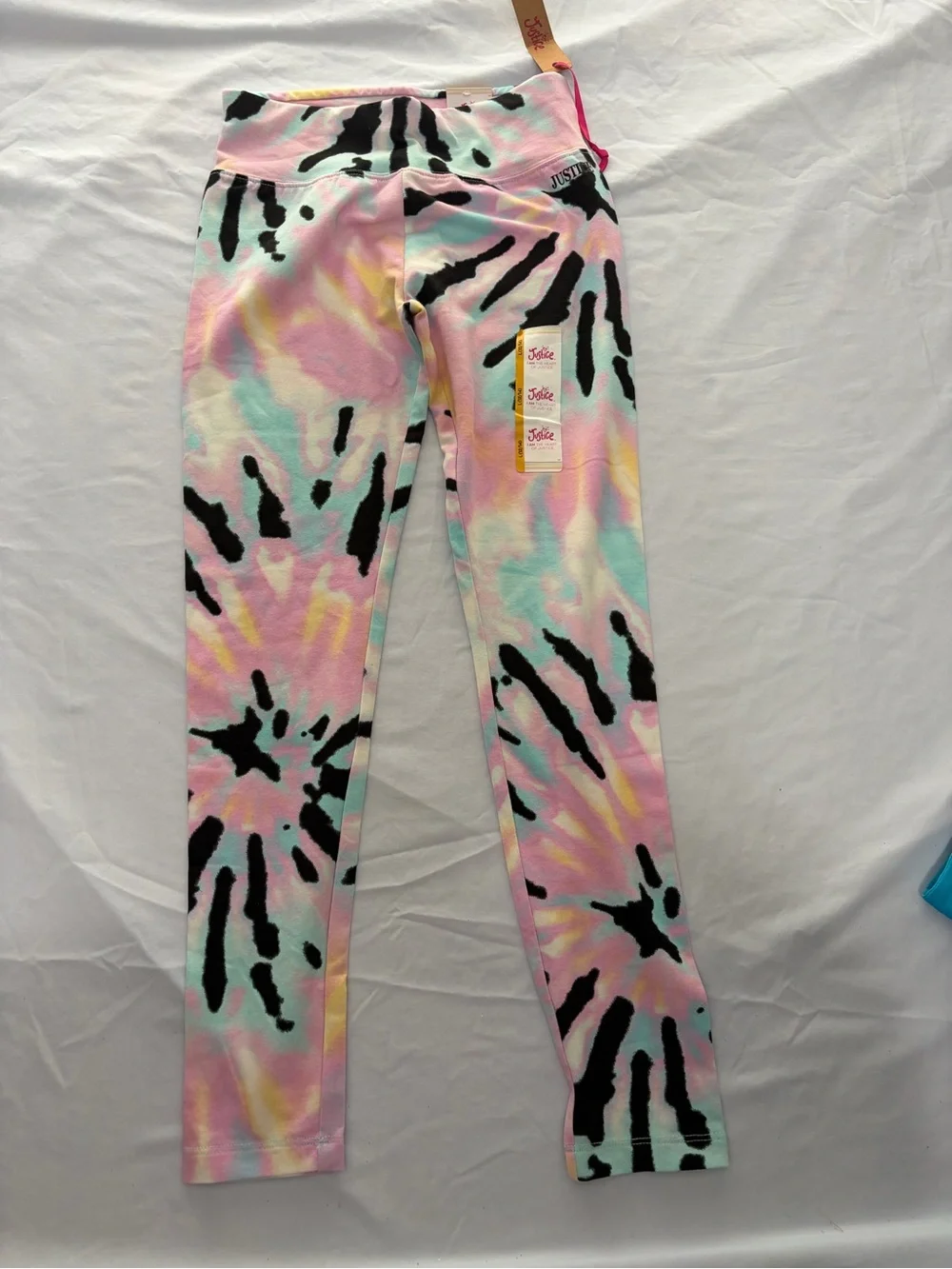 Lot of 2 Justice Girls Tie-Dye Print Leggings in Size L 12/14 New